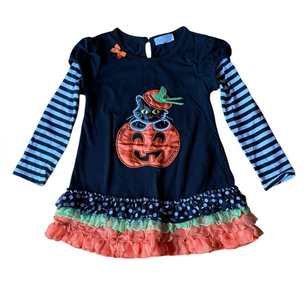 Emily Rose Applique Halloween Tutu Tunic Jack O Lantern Back Cat Girls Size 7